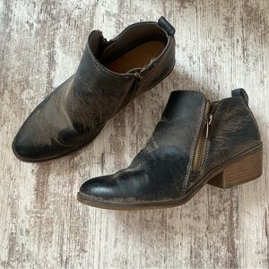 Black Distressed Western Ankle Booties